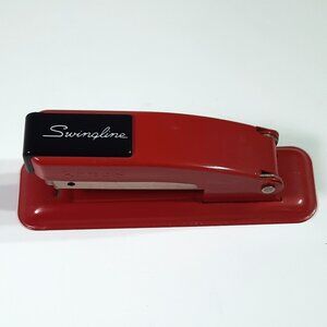 Vintage Swingline Cub Stapler Red 5.25" Desk Stapler Made in USA Works